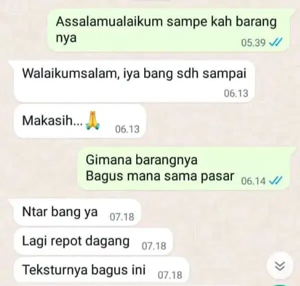 Chat pelanggan tahu bulat dan sotong sampai alamat